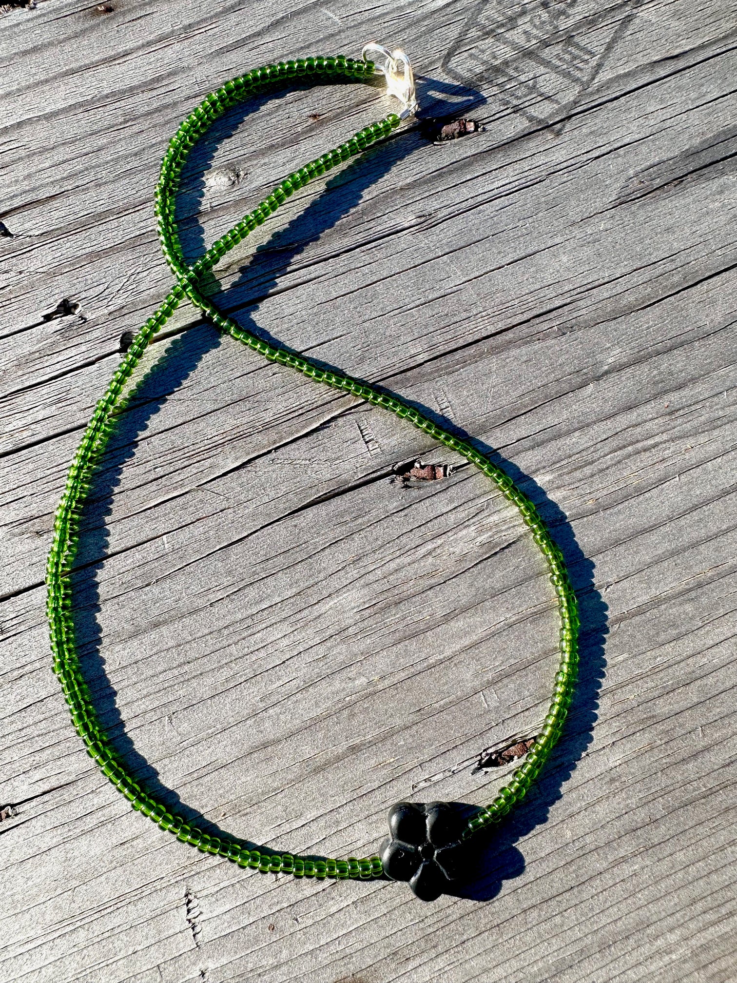 Black Onyx Flower beaded necklace