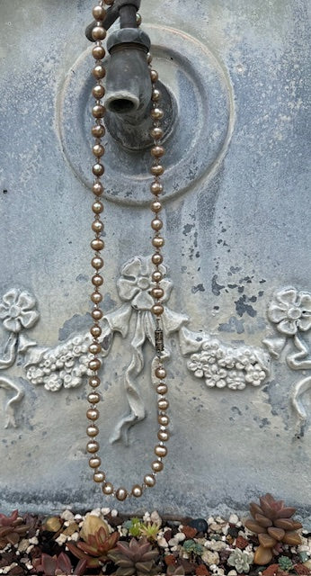 Beige Freshwater Pearls and Swarovski Crystal Necklace