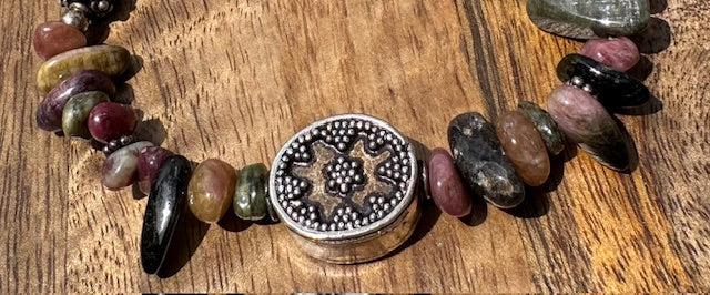 Tourmaline Smooth Chips with Sterling Silver accents bracelet