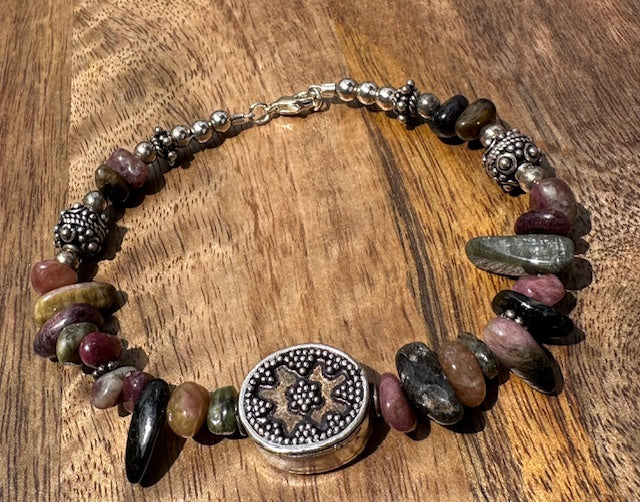 Tourmaline Smooth Chips with Sterling Silver accents bracelet
